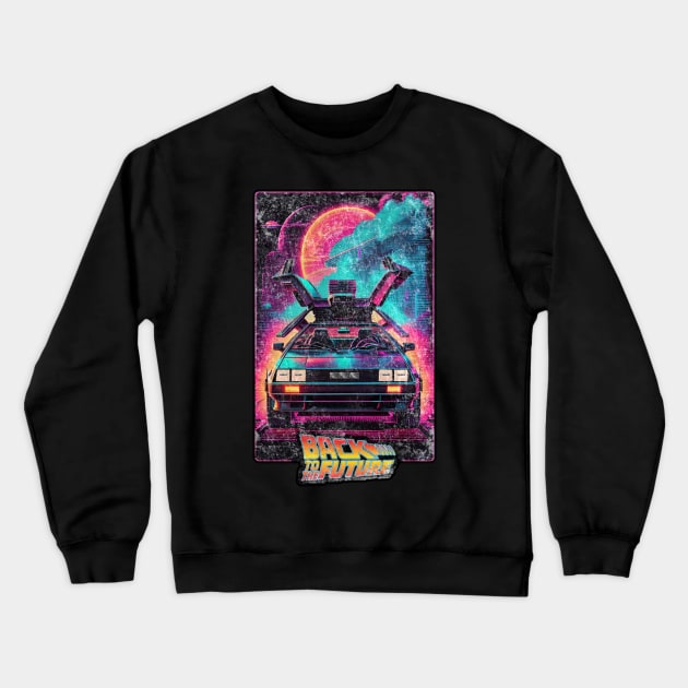 Back To The Future Delorean Vintage Modern Crewneck Sweatshirt by DeathAnarchy